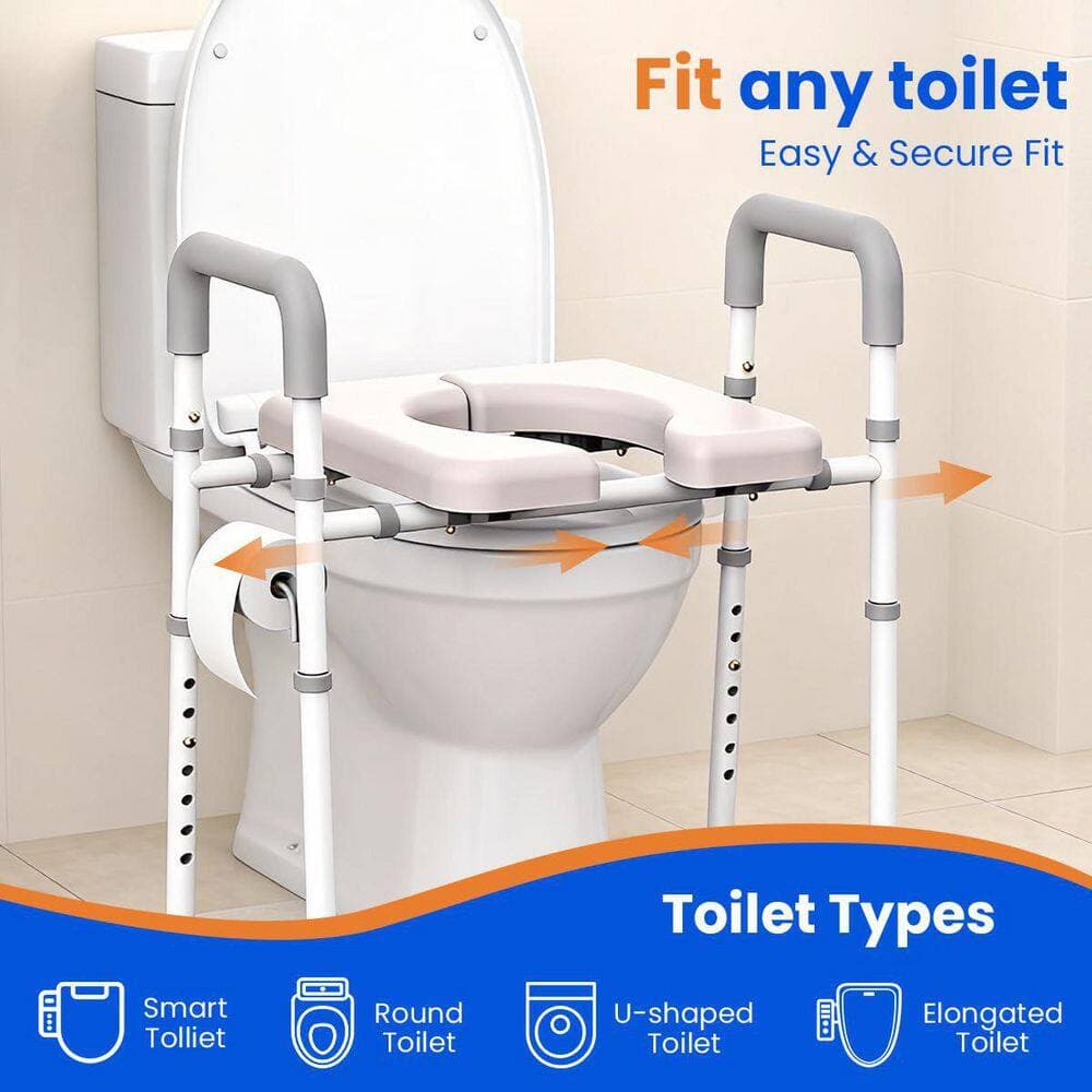 Wudkey 26 in. x 31 in. Elevated Toilet Seat with Handles, Heavy Duty Handicap Toilet Riser, 400 lb. Load, Safety and Durability (2)