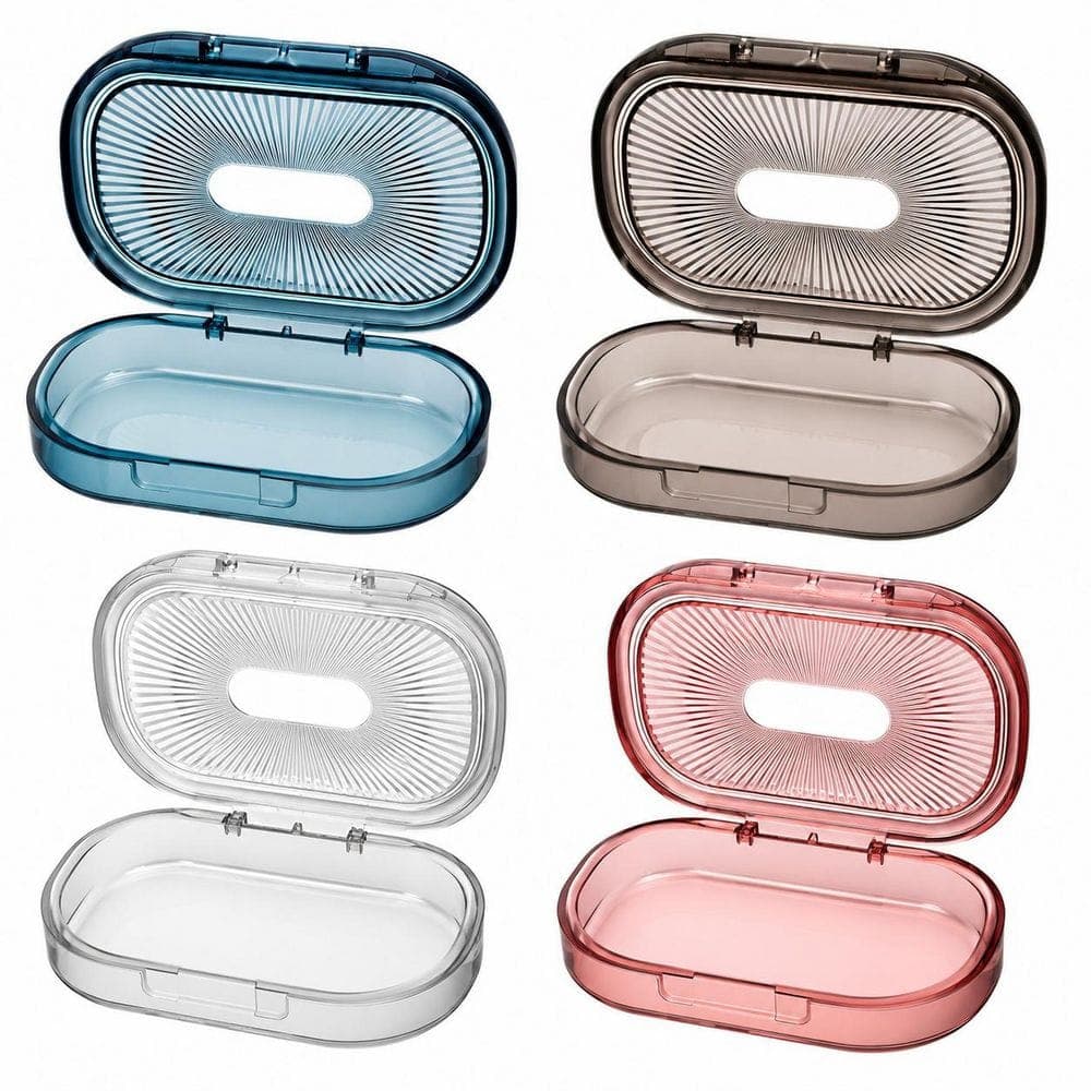 KHKFY 4 Pcs Small Portable Plastic Cotton Swab Holder Cases with Lid 3.94 x 2.76 in for Travel and Small Item (1)