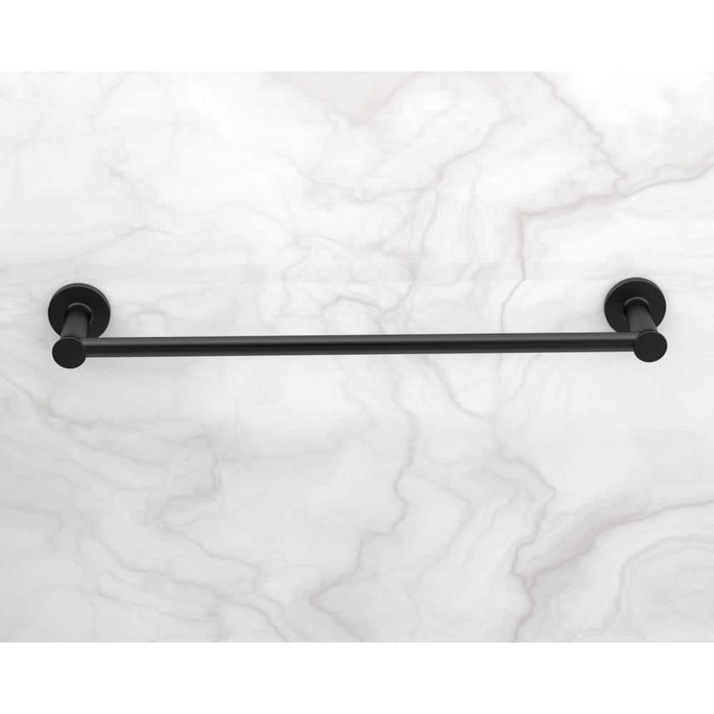 Glacier Bay Lucien 3-Piece Bath Hardware Set with Towel Bar Paper Holder Towel Ring in Matte Black (4)