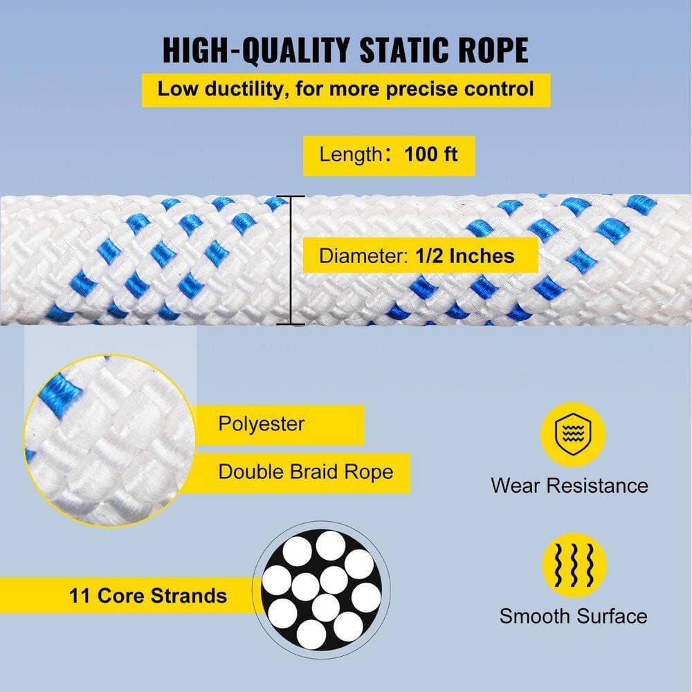 SKYSHALO Twin Sheave Block and Tackle 1/2 in. x 100 ft. Twin Sheave Block with Braid Rope 30-35KN 6600-7705 lbs. Trailer Kit (3)