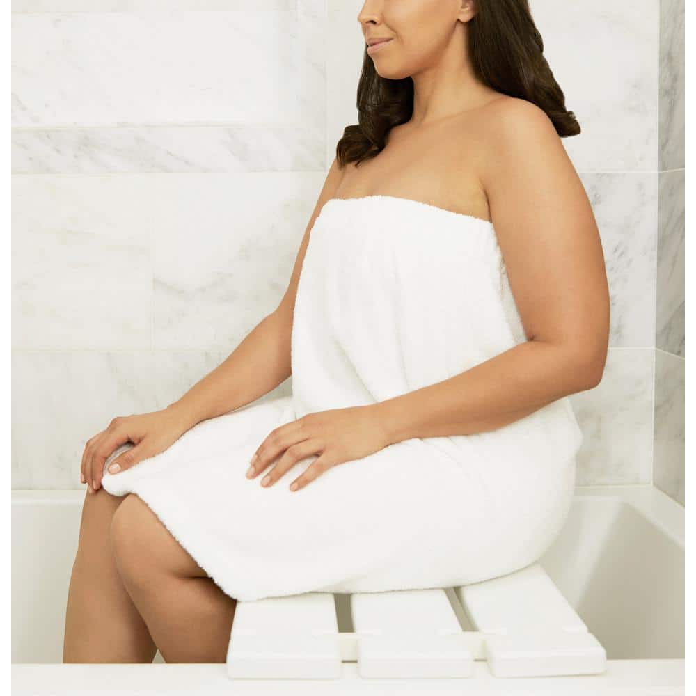 SEACHROME 29 in. x 15 in. Removable Tri-Fold Tub Seat in White Molded with 4 in. Slats (2)