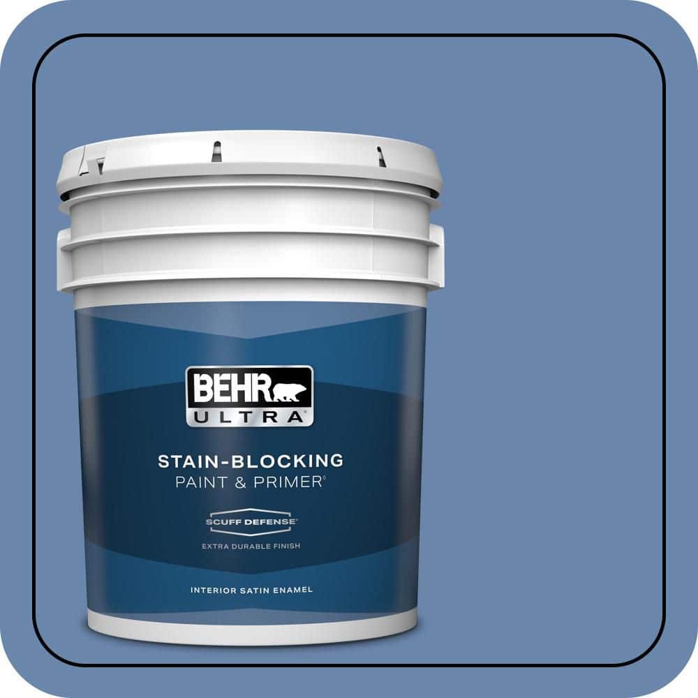 BEHR ULTRA 5 gal. #M530-5 Cowgirl Blue Extra Durable Satin Enamel Interior Paint & Primer