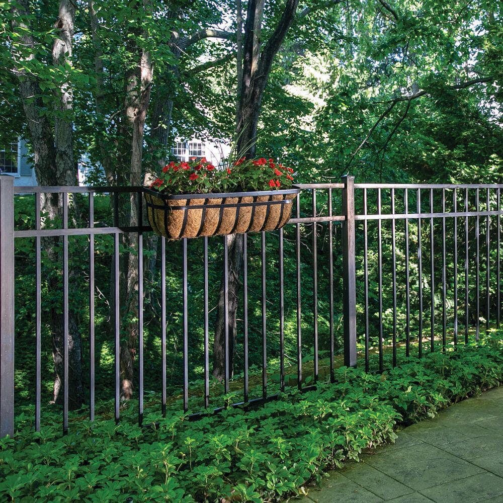 Barrette Outdoor Living Natural Reflections Heavy-Duty 4-1/2 ft. H x 8 ft. W Black Aluminum Pre-Assembled Fence Panel (2)