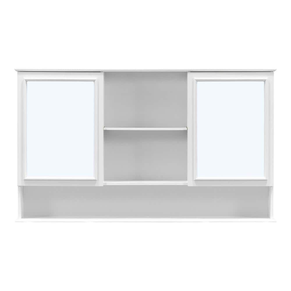 XUJMK 60 in. W x 8 in. D x 35 in. H Bathroom Storage Wall Cabinet, Storage Cabinet in White with Mirrored, Adjustable Shelves (1)