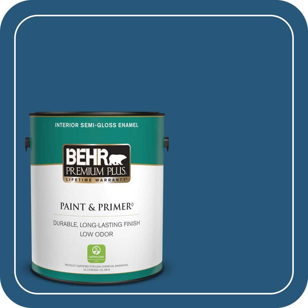 BEHR PREMIUM PLUS 1 gal. #S-H-560 Royal Breeze Semi-Gloss Enamel Low Odor Interior Paint & Primer
