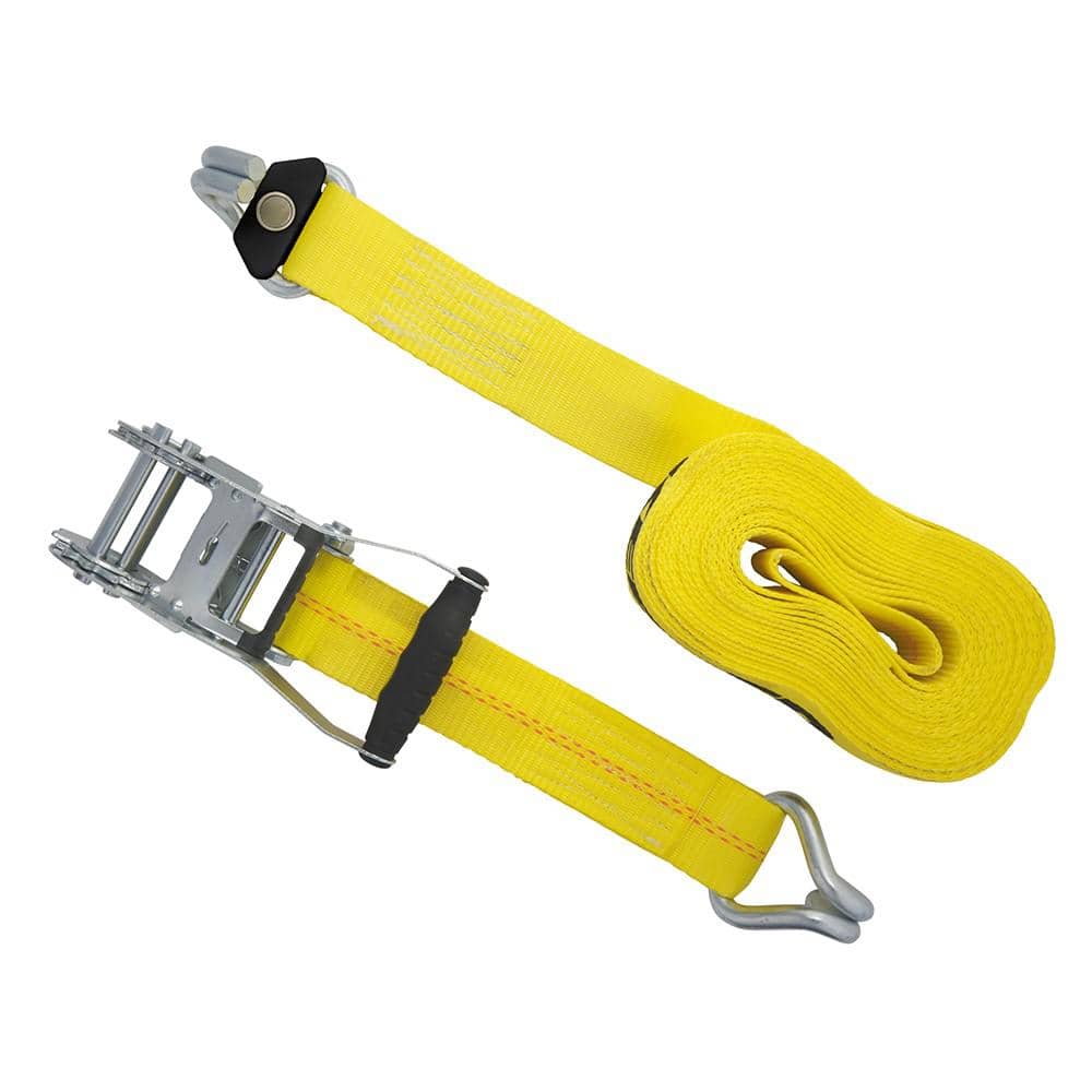 Keeper Heavy Duty Ratchet Tie-Down Strap 27 ft. x 2 in. 3,333 lbs. with Magnetic Double J Hook (4)