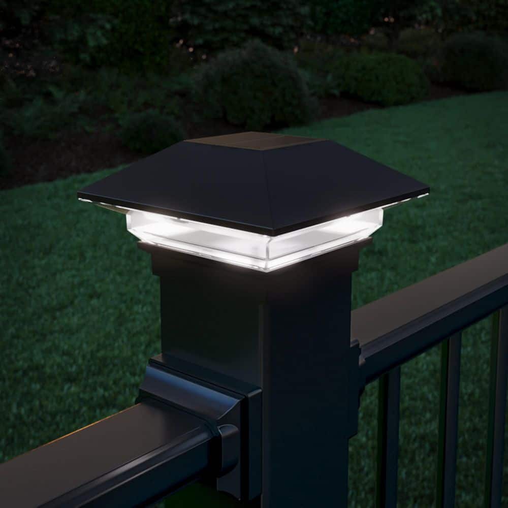 Deckorators Classic 4 in. x 4 in. Black Plastic Pyramid Solar Post Cap (2-Pack) (2)