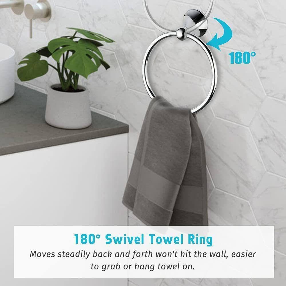 Dracelo 4-Piece Bath Hardware Set with Towel Ring Toilet Paper Holder Towel Hook and 18 or 24 in. Towel Bar (4)