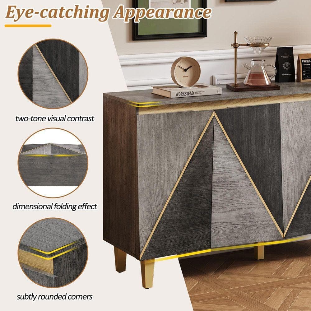 COWLOWN 59.8 in. W x 15.7 in. D x 33.8 in. H Bathroom Dark Gray Linen Cabinet (3)