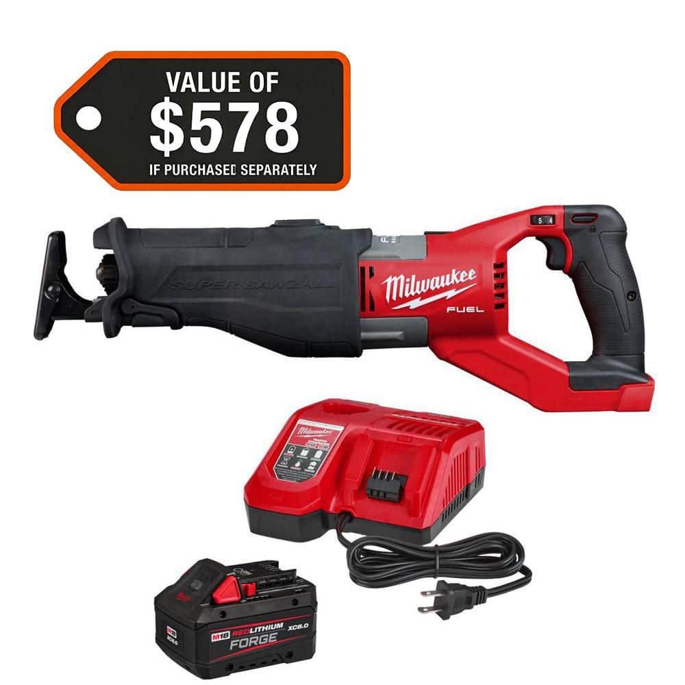 Milwaukee M18 FUEL 18V Lithium-Ion Brushless Cordless Super SAWZALL Orbital Reciprocating Saw w/ 8.0 Ah FORGE Starter Kit (1)