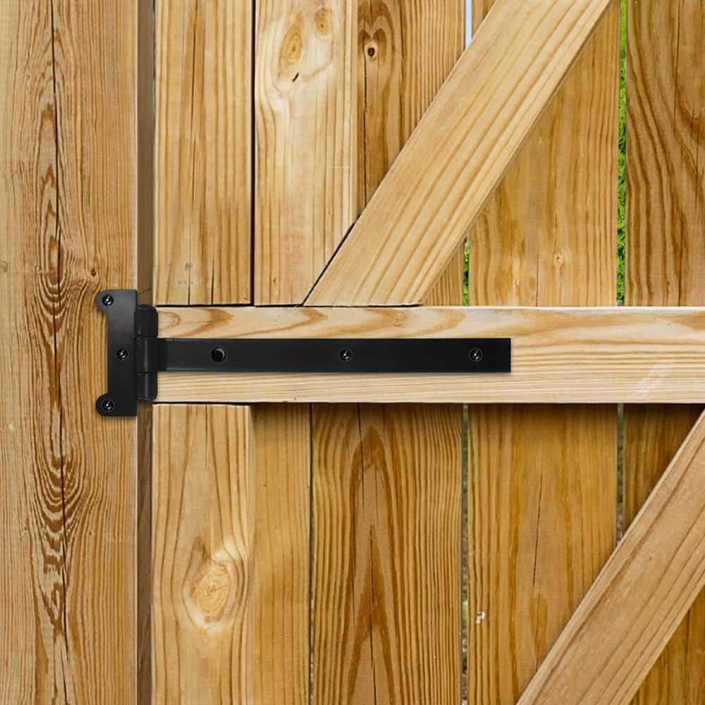 NUVO IRON 12 in. Black Steel Strap Hinges Fence Hardware Kit (2-Pack) (2)
