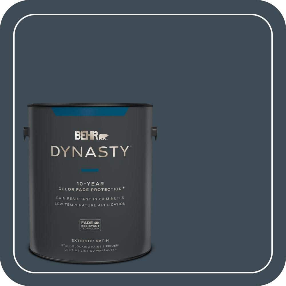 BEHR DYNASTY 1 gal. #QE-56 Club Navy Satin Enamel Exterior Stain-Blocking Paint & Primer