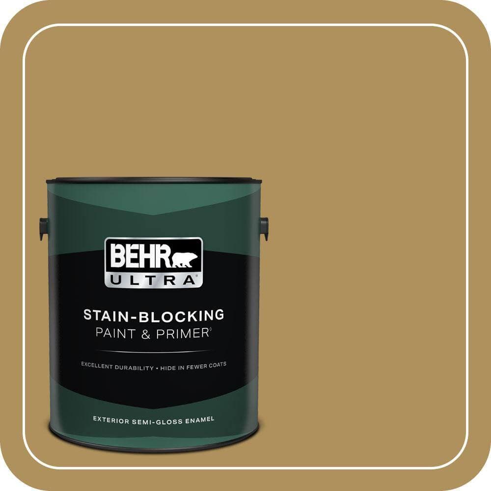 BEHR ULTRA 1 gal. #S310-5 Brazilian Citrine Semi-Gloss Enamel Exterior Paint & Primer
