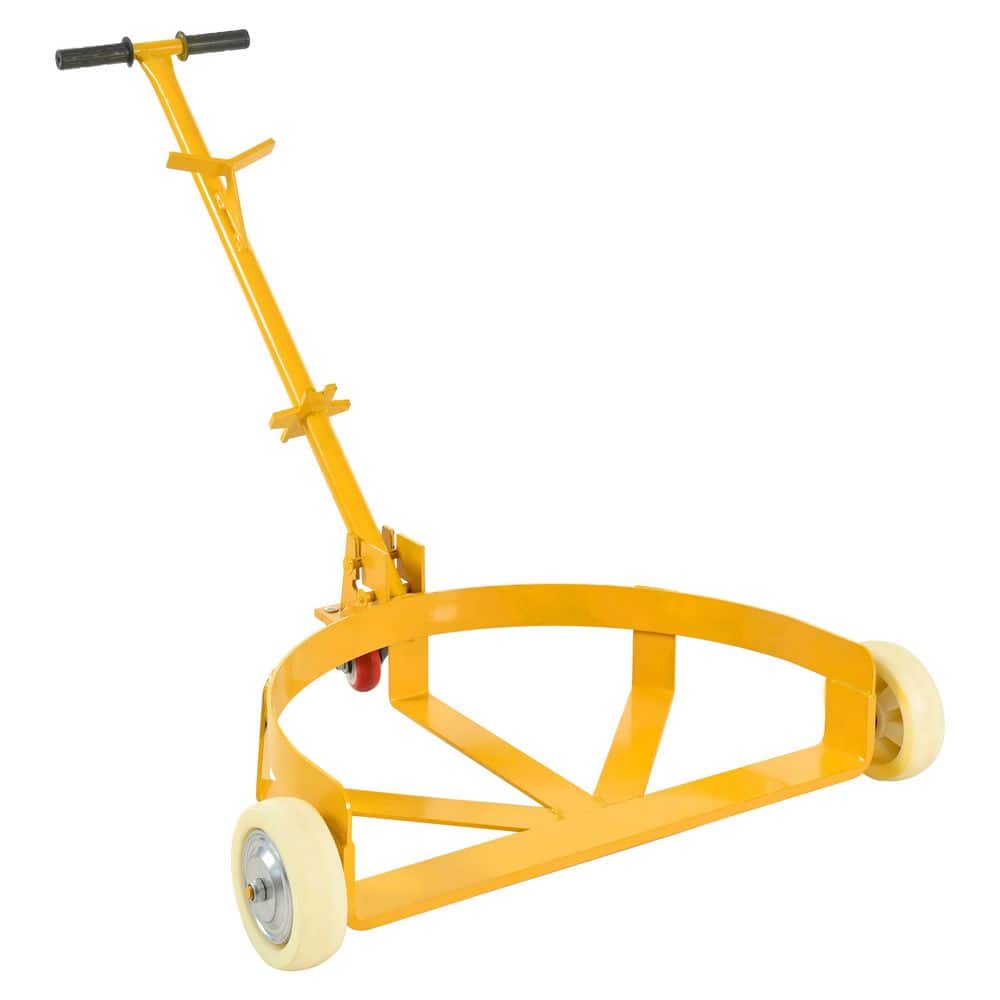 Unbranded 55 gal. Drum Dolly, 1200 lbs. Capacity, with 2 Fixed PU Wheels and 1 Swivel Wheel-Low Profile Steel Oil Drum Caddy