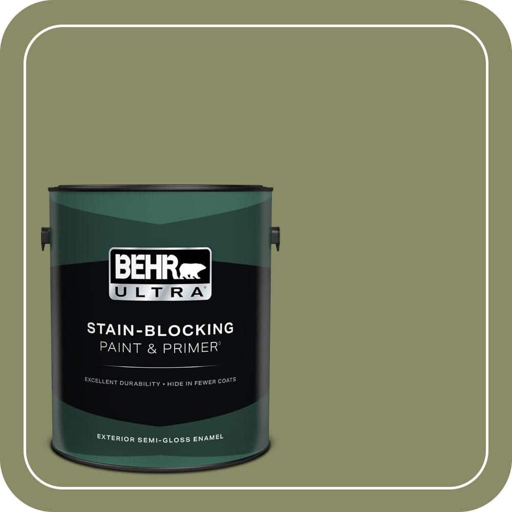 BEHR ULTRA 1 gal. #S370-5 Pesto Paste Semi-Gloss Enamel Exterior Paint & Primer