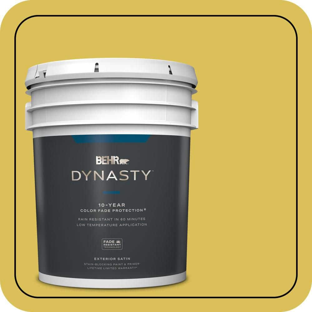 BEHR DYNASTY 5 gal. #P320-6 Sulfur Yellow Satin Enamel Exterior Stain-Blocking Paint & Primer
