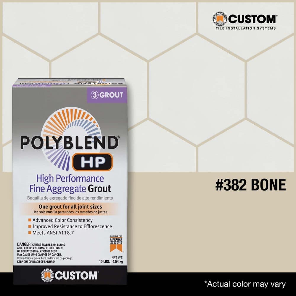 Custom Building Products Polyblend HP #382 Bone 10 lbs. High Performance Fine Aggregate Grout (3)