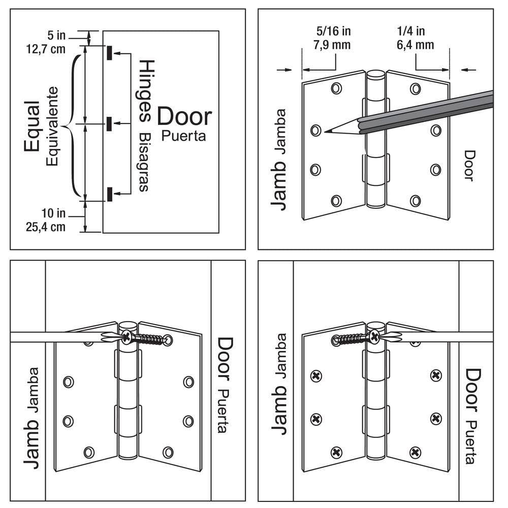 Everbilt 3-1/2 in. Square Radius Satin Nickel Commercial Grade with Ball Bearing Hinge (3)