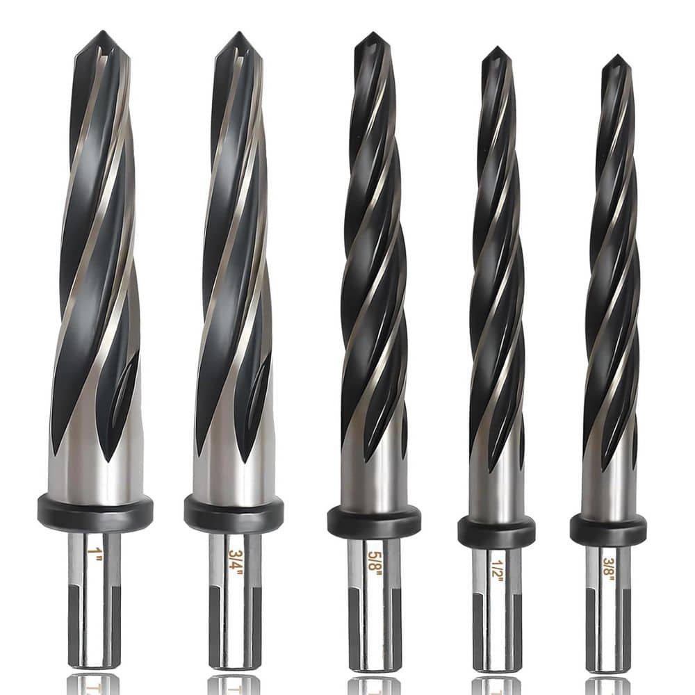 Unbranded 3/8-1 M2 HSS Taper Reamer Drill Bit with 5-Spiral Flutes for Metal Steel Wood Plastic Precision Alignment (5-Pack) (1)