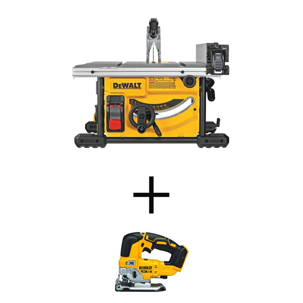 DEWALT 15 Amp Corded 8-1/4 in. Compact Jobsite Table Saw and 20V MAX XR Cordless Brushless Jigsaw (Tool Only)
