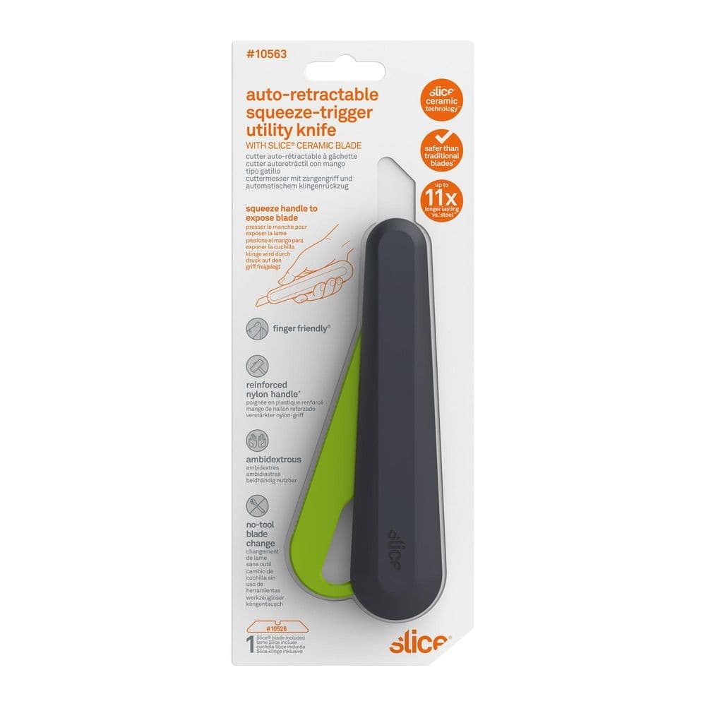 Slice Squeeze-Trigger Auto-Retractable Utility Knife with 1-Ceramic Rounded Tip Blade (3)