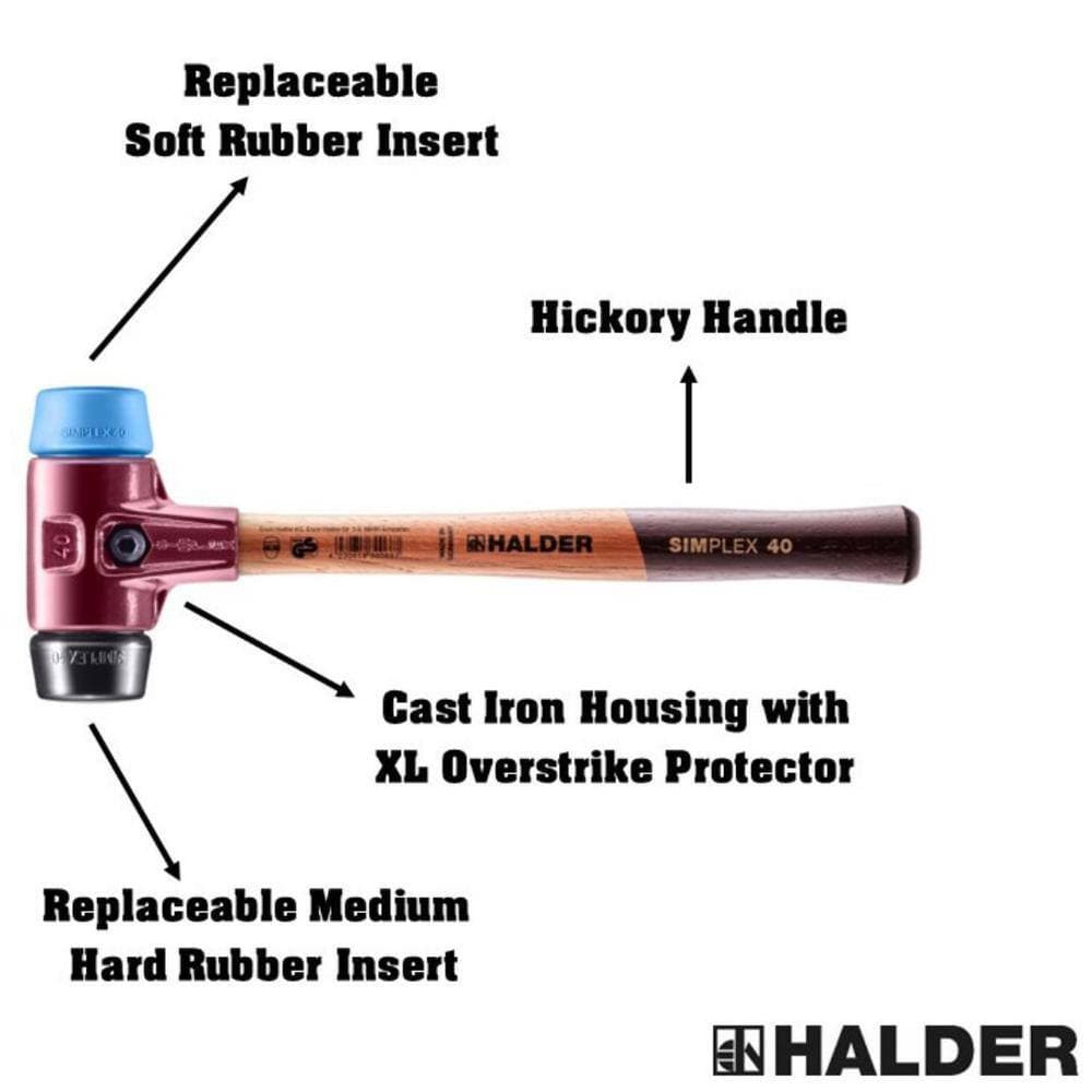 Halder Simplex 40 23 oz. Mallet with Soft Blue Rubber (Non-Marring) and Black Rubber Inserts (2)