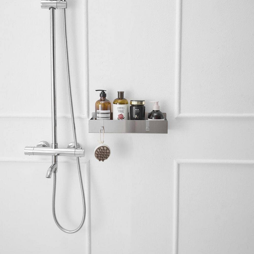 HOMEMYSTIQUE 13.78 in. 304 Stainless Steel Wall Mount Shower Caddy Shelf Bathroom Organizer in Brushed Nickel (2)