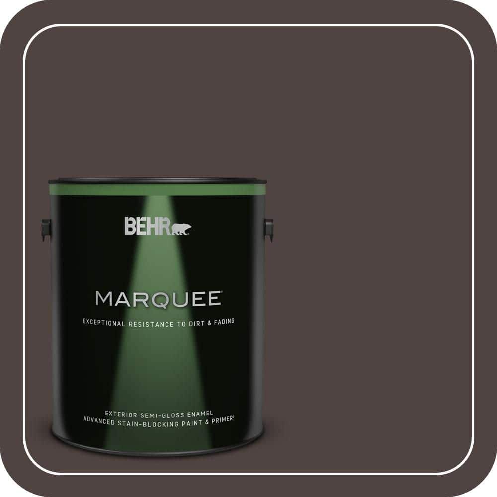 BEHR MARQUEE 1 gal. #QE-24 Manchester Brown Semi-Gloss Enamel Exterior Paint & Primer (1)