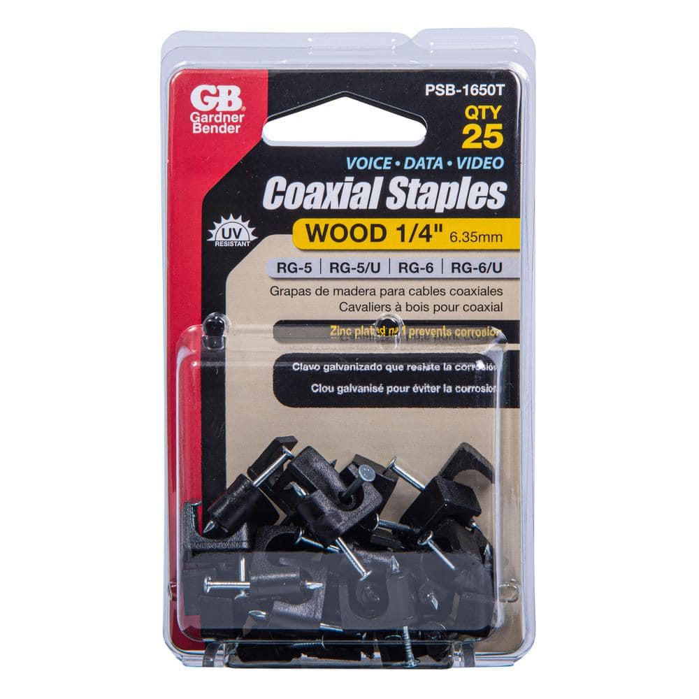 Gardner Bender 1/4 in. Black Plastic Staples for Coaxial Cable with Zinc-Plated Nail (25-Pack) (2)