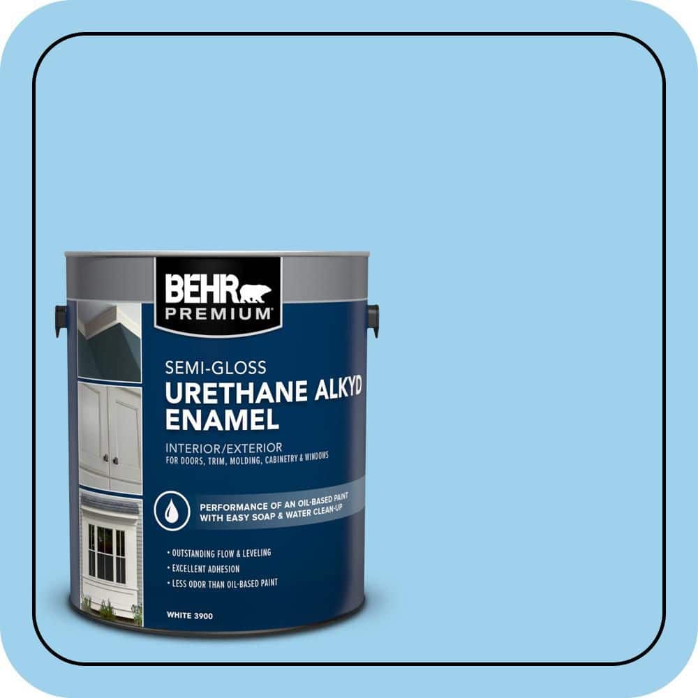 BEHR PREMIUM 1 gal. #P500-3 Spa Blue Urethane Alkyd Semi-Gloss Enamel Interior/Exterior Paint (1)
