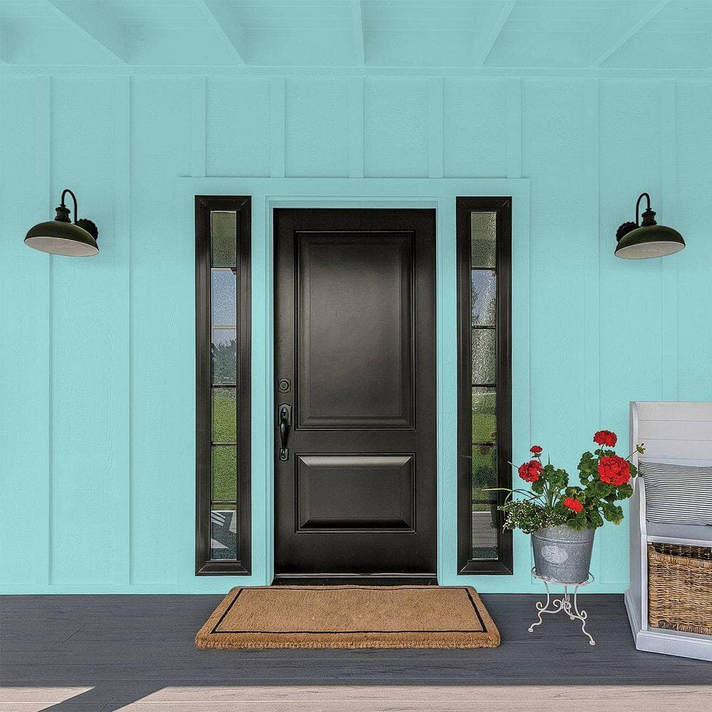 Glidden Premium 1 gal. PPG1147-4 Aqua Fiesta Flat Exterior Latex Paint (4)