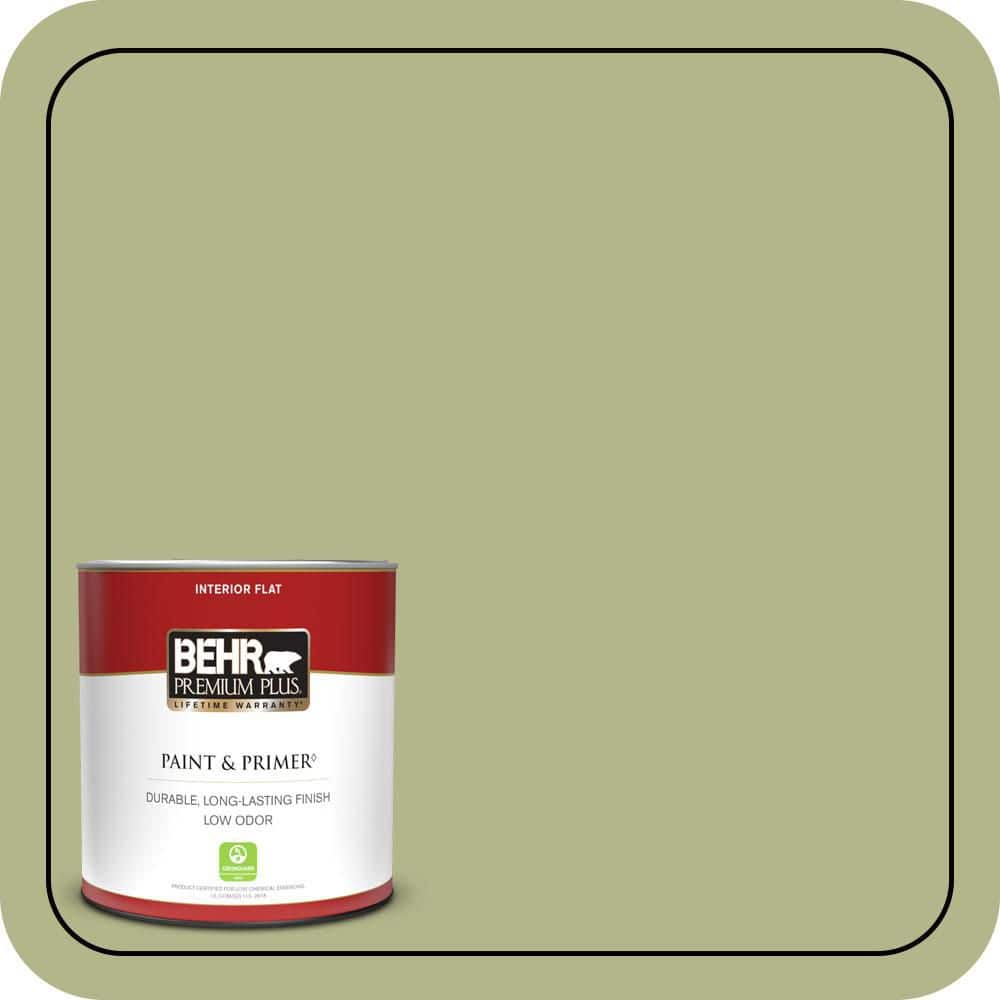 BEHR PREMIUM PLUS #M350-4 Sweet Grass Flat Interior/Exterior Paint & Primer Color Sample (1)
