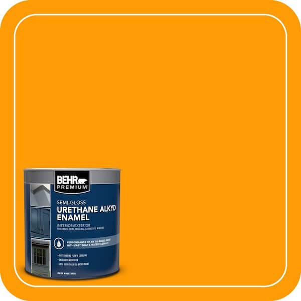 BEHR PREMIUM 1 qt. #S-G-320 Atomic Tangerine Semi-Gloss Enamel Urethane Alkyd Interior/Exterior Paint (2)