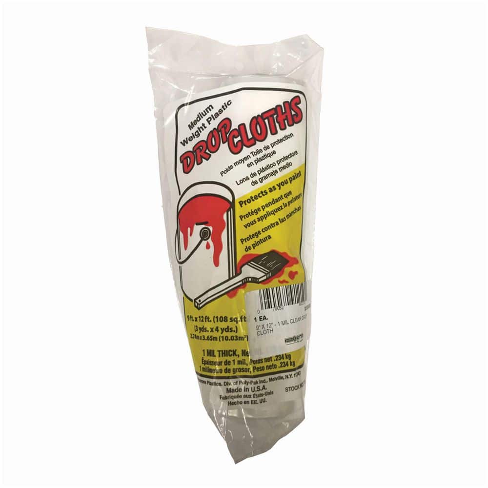 JONES STEPHENS 1 mil. Clear 9 ft. x 12 ft. Plastic Drop Cloth