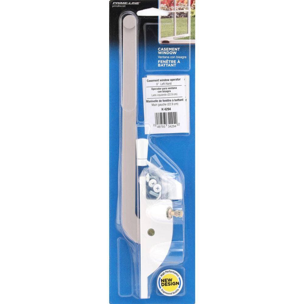 Prime-Line Steel Casement Window Operator, 9 in. Arm, Teardrop Housing, White, Left Hand (3)