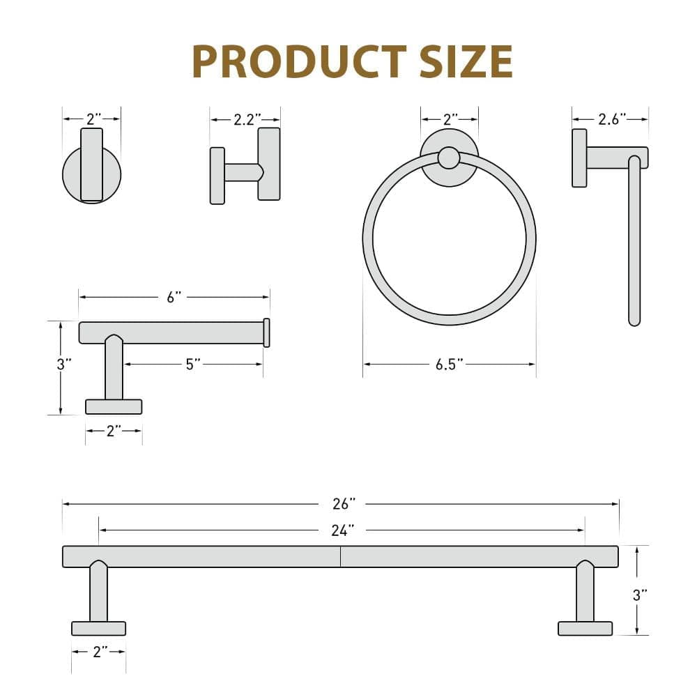 Unbranded Brushed Gold Towel Bar 24 Inch Total 26 Inch, Thick Stainless Steel Wall Mounted Rack, Modern Home Decor (2)