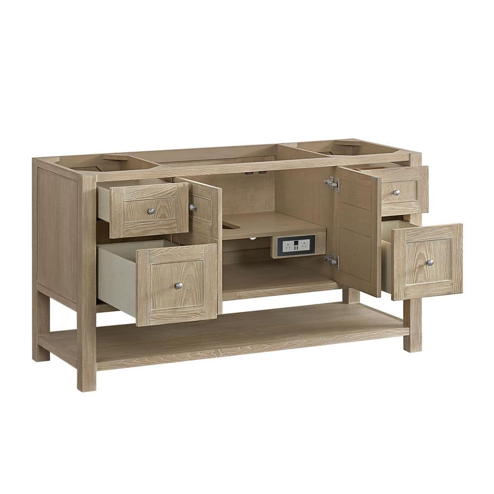 James Martin Vanities Breckenridge 59.9 in. W x 23.5 in. D x 33.0 in. H Single Bath Vanity Cabinet Without Top in Whitewashed Oak (3)