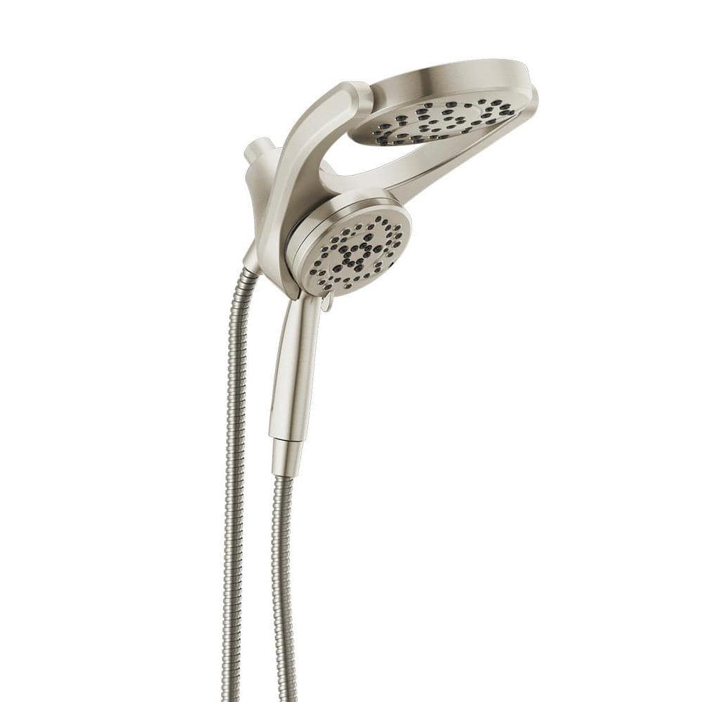 Delta HydroRain Two-in-One 4-Spray Patterns 6 in. Wall Mount Dual Shower Heads with MagnaTite in SpotShield Brushed Nickel