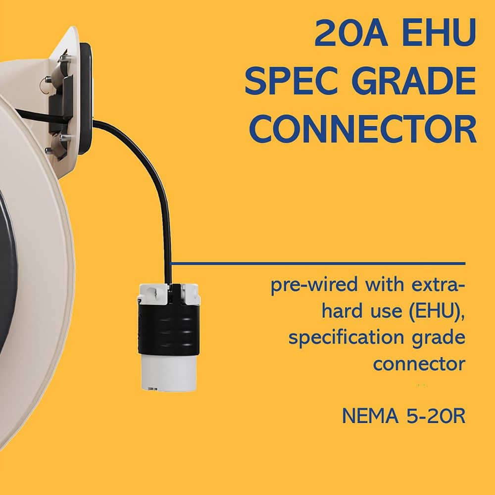 Legrand 1000 Series Industrial 25 ft. Cord 12AWG/3 Conductor 20 Amp Retractable Cable Extension Cord Reel with 1 Outlet (3)