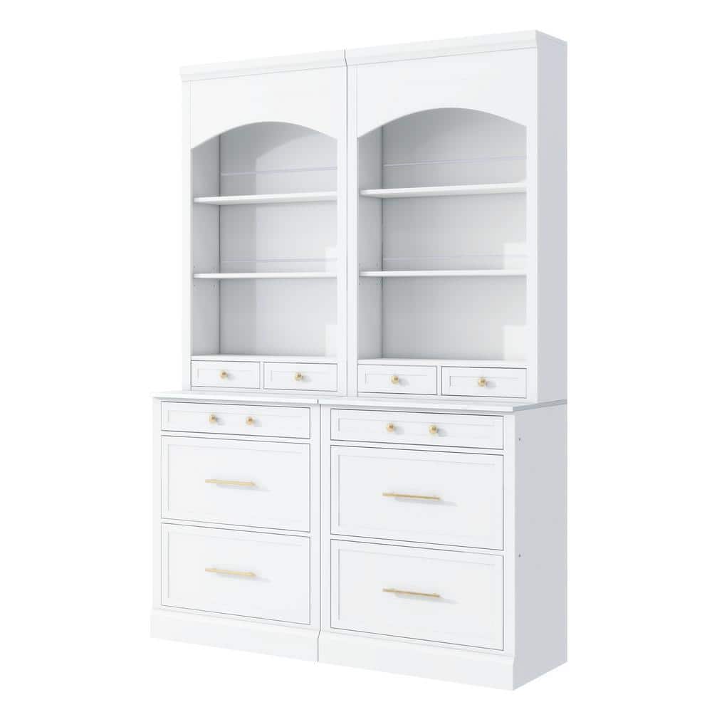 COWLOWN 28.7 in. W x 10.4 in. D x 83.7 in. H Bathroom White Linen Cabinet Set of 2 (1)