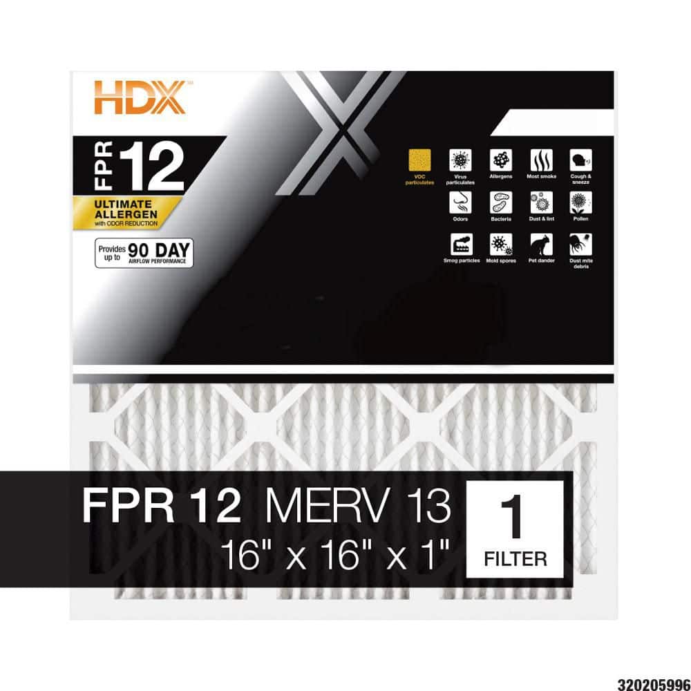 HDX 16 in. x 16 in. x 1 in. Ultimate Allergen Pleated Air Filter FPR 12, MERV 13