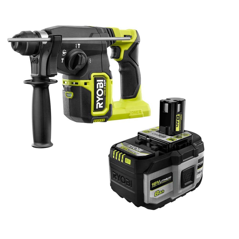 RYOBI ONE+ 18V 8.0 Ah HIGH PERFORMANCE Battery w/ ONE+ HP 18V Brushless 1" SDS-Plus Rotary Hammer Drill (Tool Only)