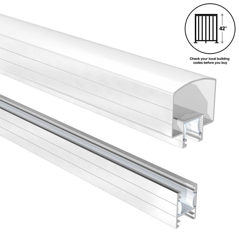 PEAK Aluminum Railing 42 in. H x 6 ft. W Aluminum Deck Railing Hand and Base Rail for 42 in. High System White