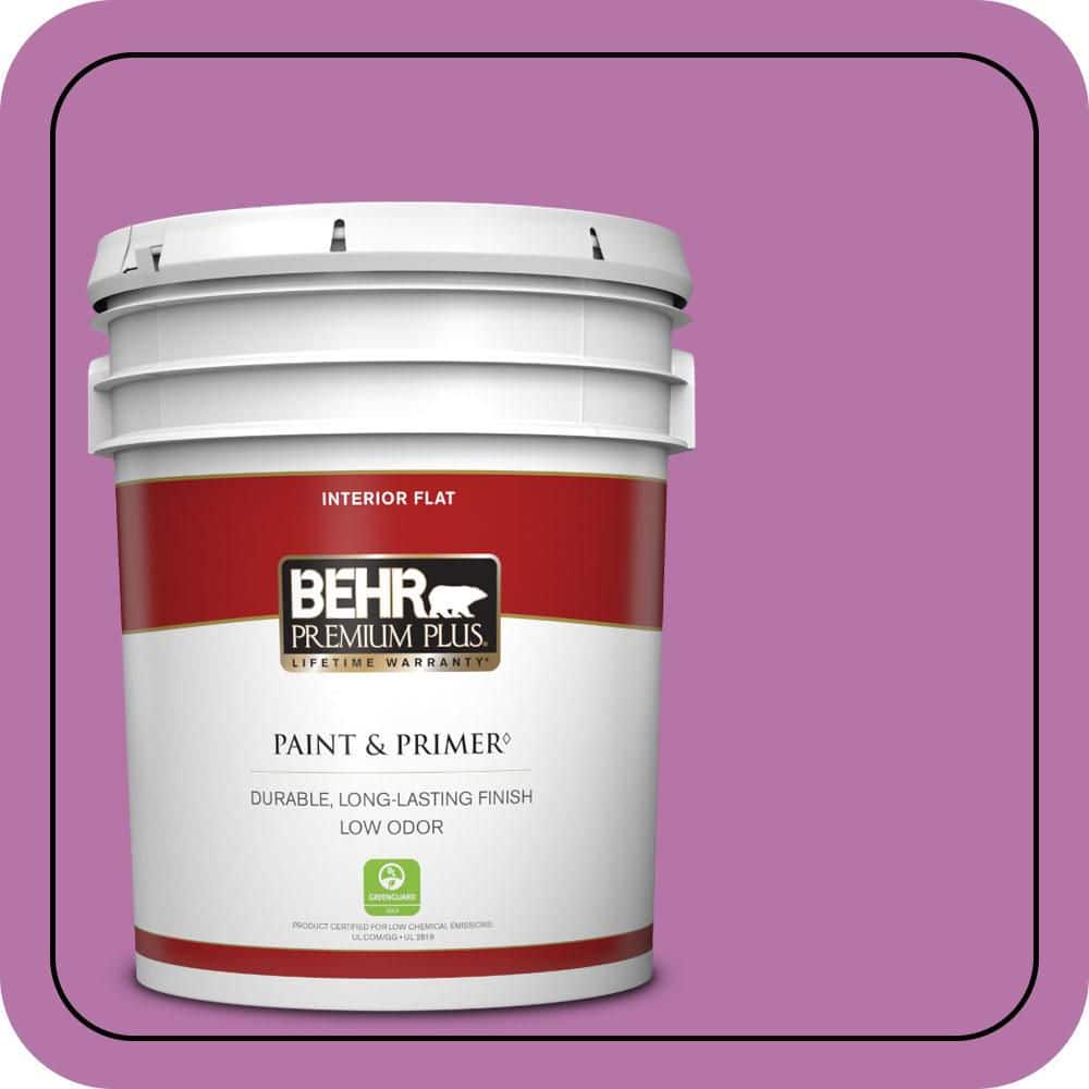 BEHR PREMIUM PLUS 5 gal. #P110-5A Eccentric Magenta Flat Low Odor Interior Paint & Primer