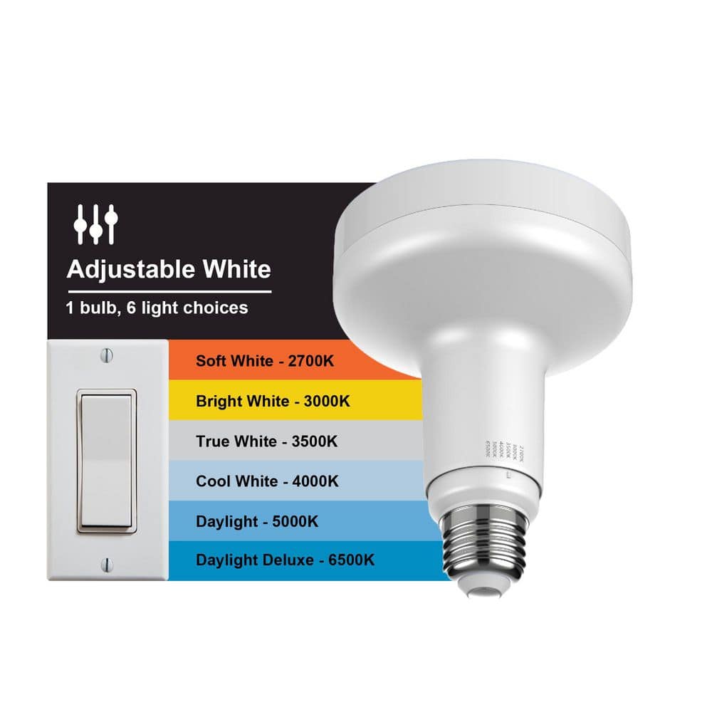 EcoSmart 65-Watt Equivalent BR30 Dimmable LED Flood Light Bulb Adjustable Base and Night Light 6CCT (2-Pack) (3)
