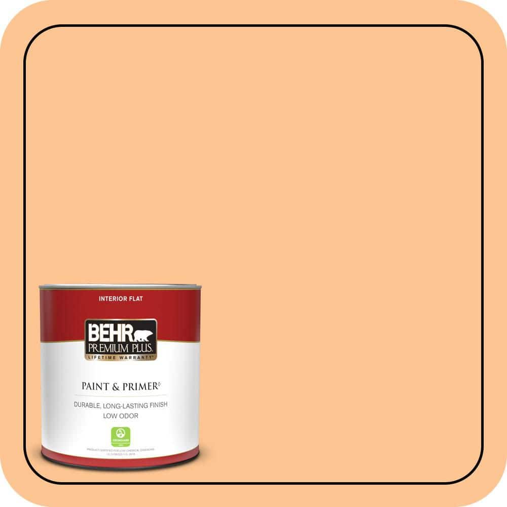 BEHR PREMIUM PLUS 1 qt. #P220-4 Dainty Apricot Flat Low Odor Interior Paint & Primer