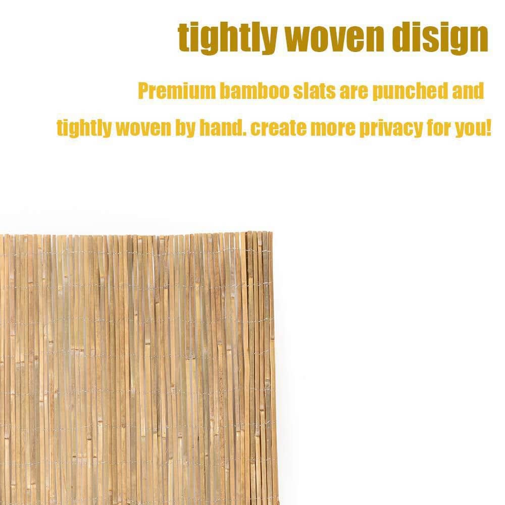 Laybus 4 ft. x 13 ft. Natural Bamboo Slat Screening, Bamboo Screen Panel Roll for Balcony or As Wind and Sight Protection (3)