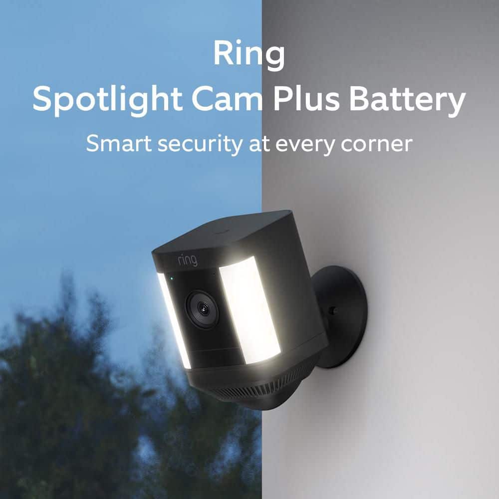 Ring Spotlight Cam Plus, Battery - Smart Security Video Camera with LED Lights, 2-Way Talk, Color Night Vision, Black (3)