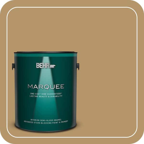 BEHR PREMIUM PLUS #BNC-15 Tapestry Gold Flat Interior/Exterior Paint & Primer Color Sample (2)