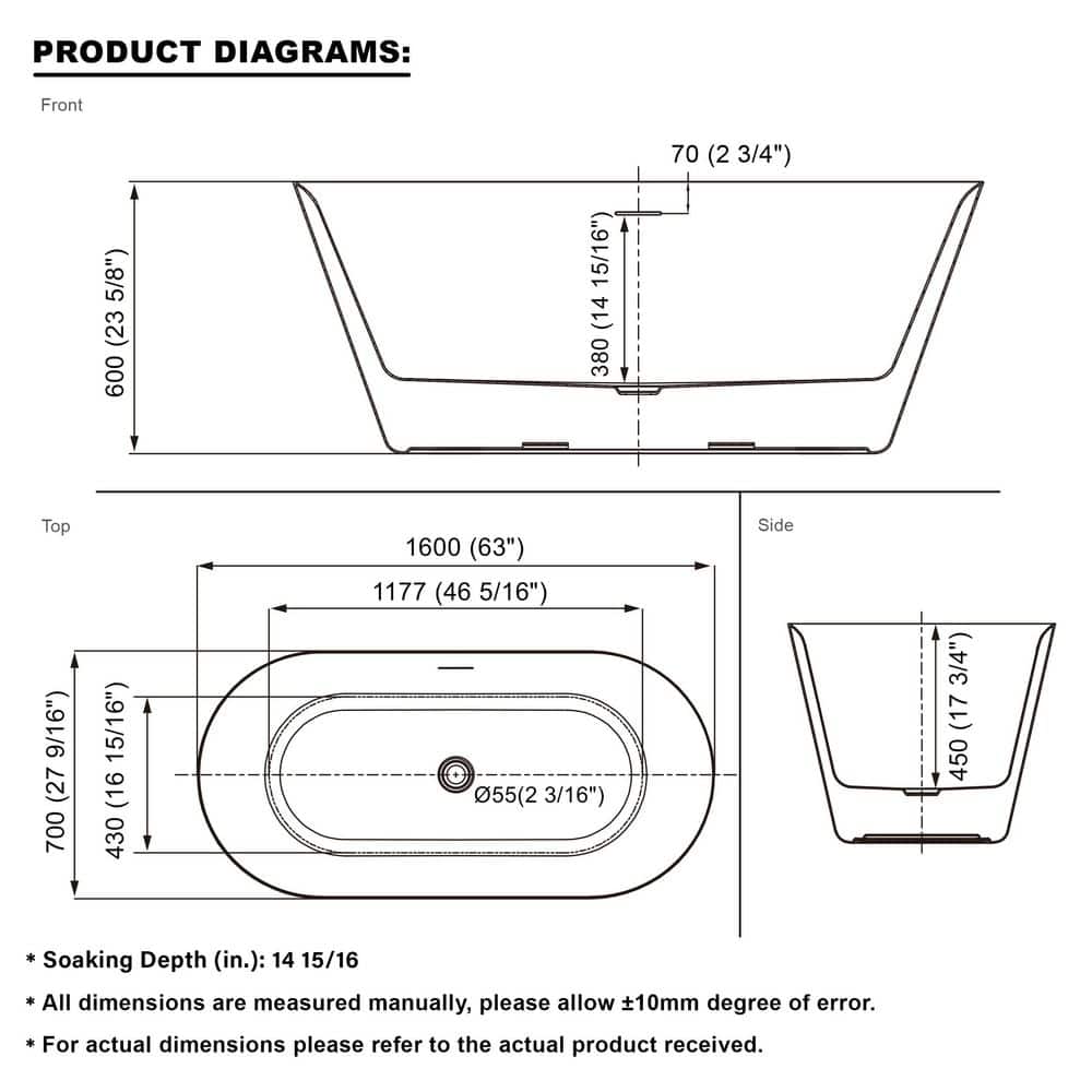 WELLFOR Sable 27.5 in. Acrylic Flatbottom Double Ended Freestanding Soaking Bathtub with Drain and Overflow (2)